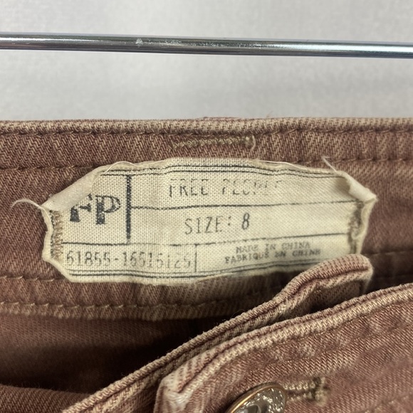 FREE People Button Fly Front Womens Brown Distressed Jeans Pants - Size 8 - Picture 7 of 16